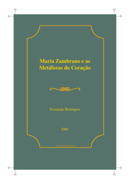 Maria Zambrano e as Metáforas do Coração