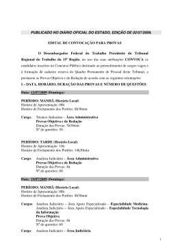 Convoca&ccedil;&atilde;o para Provas