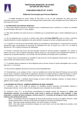 Convoca&ccedil;&atilde;o das Provas Objetivas