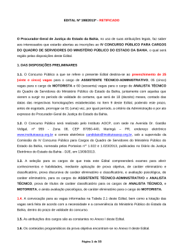 EDITAL N&ordm; 198/2013* - RETIFICADO O Procurador