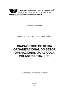 diagn&oacute;stico de clima organizacional do setor operacional