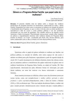 G&ecirc;nero e o Programa Bolsa Fam&iacute;lia: que papel cabe &agrave;s