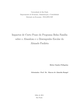 Impactos de Curto Prazo do Programa Bolsa Fam