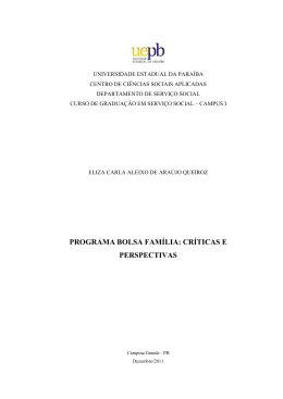 PROGRAMA BOLSA FAM&Iacute;LIA: CR&Iacute;TICAS E PERSPECTIVAS