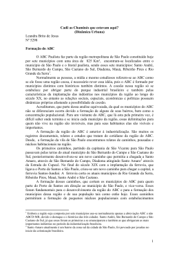 1 Cad&ecirc; as Chamin&eacute;s que estavam aqui? (Din&acirc;mica Urbana