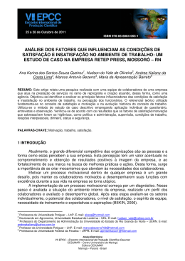 an&aacute;lise dos fatores que influenciam as condi&ccedil;&otilde;es de