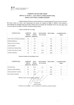 Resultado Final - Conciliador C&iacute;vel e Juiz Leigo