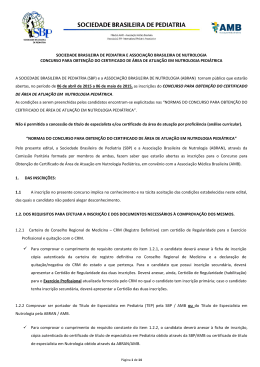 Veja o regulamento - Sociedade Brasileira de Pediatria