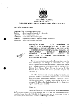 ESTADO DA PARAÍBA PODER JUDICIÁRIO GABINETE DO DES