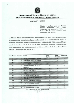 Edital 13/2012 - Defensoria P&uacute;blica da Uni&atilde;o