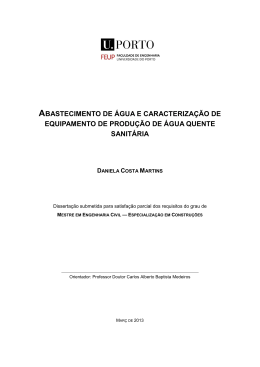 abastecimento de &aacute;gua e caracteriza&ccedil;&atilde;o de equipamento de