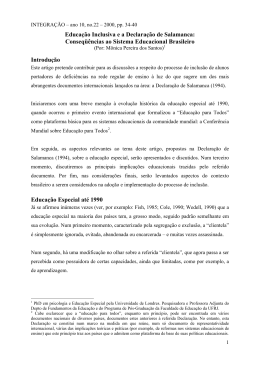 Educação Inclusiva e a Declaração de Salamanca