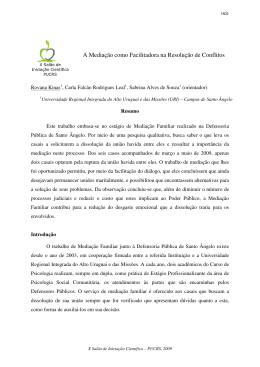A Mediação como Facilitadora na Resolução de Conflitos