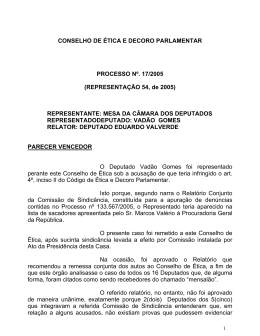 parecer vencedor - C&acirc;mara dos Deputados