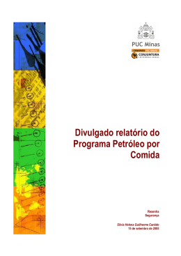 Divulgado relat&oacute;rio do Programa Petr&oacute;leo por Comida