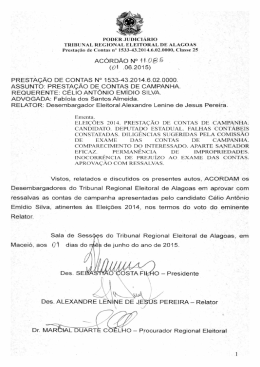 PRESTA&Ccedil;&Atilde;O DE CONTAS N&deg; 1533-43.2014.6.02.0000. A