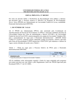 1 EDITAL PRPG/UFLA N&deg; 009/2015 Por meio do presente Edital, a