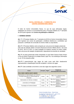 EDITAL VESTIBULAR - 1º SEMESTRE 2016