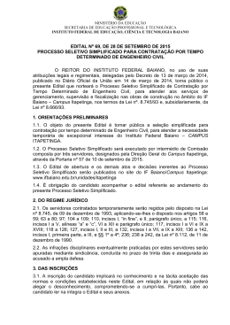 EDITAL N&ordm; 69, DE 28 DE SETEMBRO DE 2015