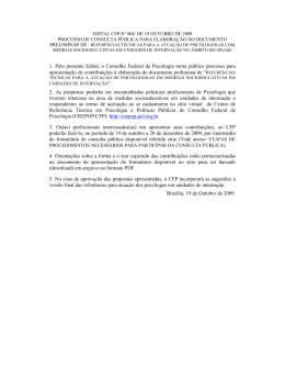 1. Pelo presente Edital, o Conselho Federal de Psicologia