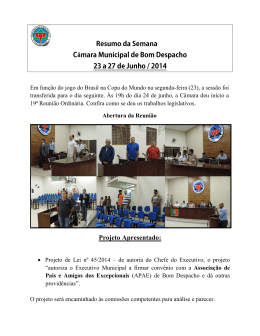 â Projeto Apresentado: - câmara municipal de bom despacho
