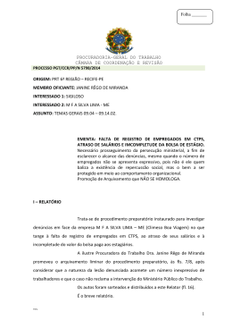 Processo PGT/CCR/nº 5798/2014 - Ministério Público do Trabalho