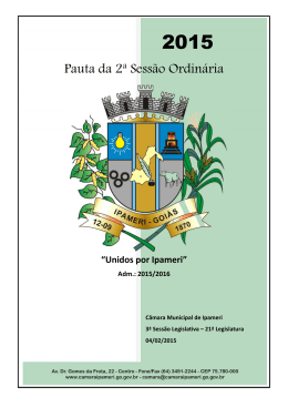 Pauta da 2ª Sessão Ordinária - Câmara Municipal de Ipameri