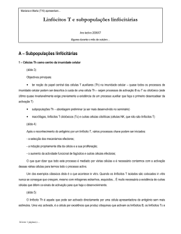 Lif&oacute;cito T&mdash;subpopula&ccedil;&otilde;es linfocit&aacute;rias T