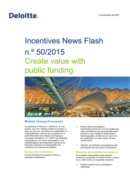 Incentives News Flash n.º 50/2015 Create value with