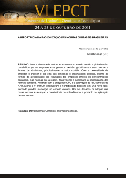 a import&acirc;ncia da padroniza&ccedil;&atilde;o das normas cont&aacute;beis