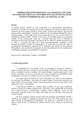 uma abordagem epistemol&oacute;gica da pesquisa cont&aacute;bil no curso de
