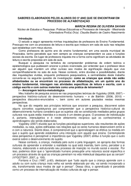 SABERES ELABORADOS PELOS ALUNOS DO 5º ANO QUE SE