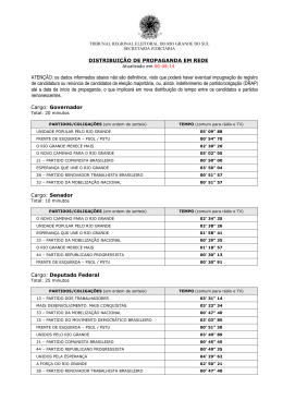 Acesse a tabela com a ordem e o tempo de cada Partido/Coliga&ccedil;&atilde;o.