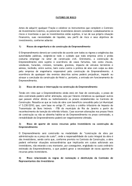 FATORES DE RISCO Antes de adquirir qualquer Fra&ccedil;&atilde;o e