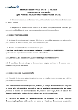 EDITAL DE BOLSA SOCIAL 2016.1 &ndash; 1&ordf; SELE&Ccedil;&Atilde;O PARA