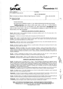 Resposta Pedidos de Esclarecimento referente do PP n&ordm; 019/2015