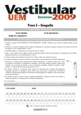 Prova 3 &ndash; Geografia
