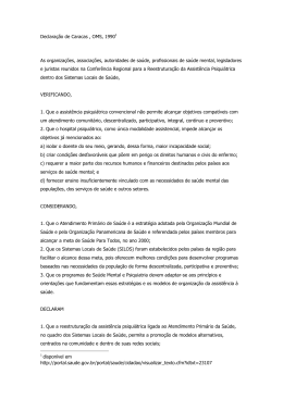 Declaração de Caracas , OMS, 19901 As organizações