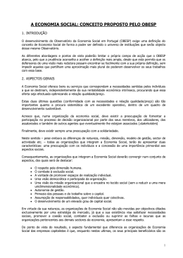 A ECONOMIA SOCIAL: CONCEITO PROPOSTO PELO OBESP