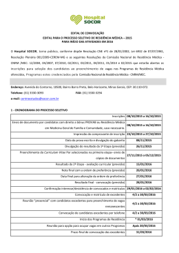 Edital para o Processo Seletivo de Resid&ecirc;ncia