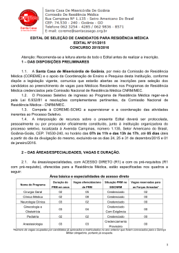 Edital - Comiss&atilde;o Estadual de Resid&ecirc;ncia M&eacute;dica em Goi&aacute;s