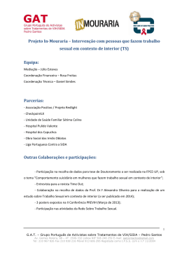 Projeto In-Mouraria – Intervenção com pessoas que fazem
