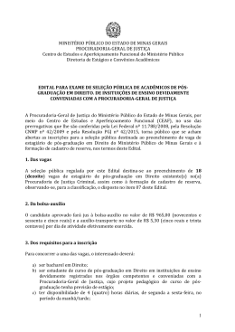 Edital de Seleção Inscrições de 24/07/2015 a 07/08/2015