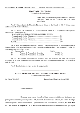 PROJETO DE LEI Nº 301/2012 Procuradoria