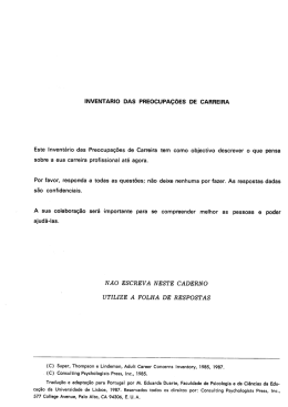 INVENTÁRIO DAS PREOCUPAÇÕES DE CARREIRA