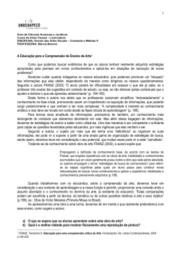 1 A Educa&ccedil;&atilde;o para a Compreens&atilde;o do Ensino da Arte1 Como que