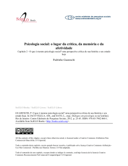 Psicologia social: o lugar da cr&iacute;tica, da mem&oacute;ria e