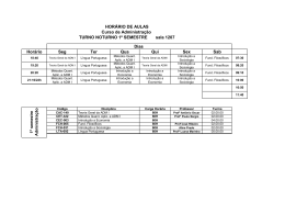 Hor&aacute;rio Seg Ter Qua Qui Sex Sab HOR&Aacute;RIO DE AULAS