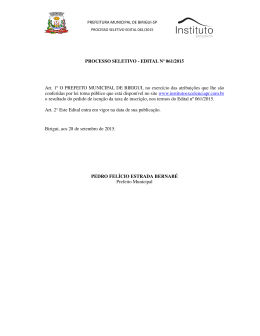 Edital Resultado Pedidos de Isenção de Taxa de Inscrição