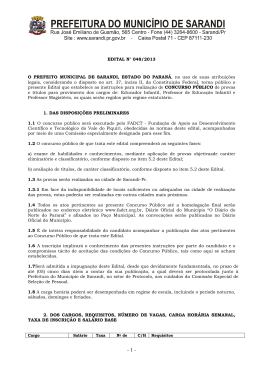 EDITAL N° 048/2013 O PREFEITO MUNICIPAL DE SARANDI